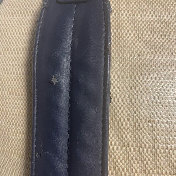 Fossil coated canvas  backpack beige & mint green navy blue trims & Straps - Picture 9 of 11